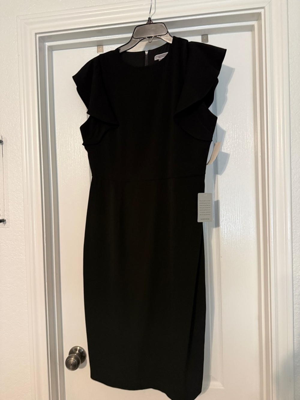 Chelsea28 Black Ruffle-Sleeve Midi Sheath Dress - Picture 1 of 3